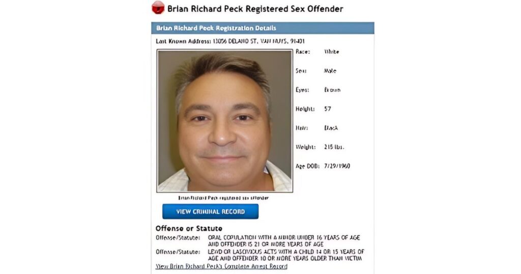 Brian Peck registered as a sex offender