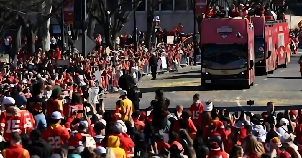 Crowd on Kansas City Chiefs Parade Super Bowl
